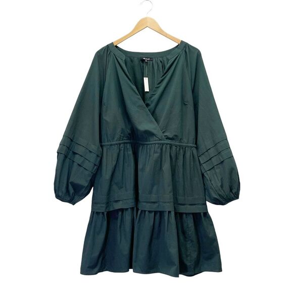 NWT Madewell Cotton Poplin Wrap Mini Dress Dark Palm Green Women’s Size XL NEW - Picture 4 of 14